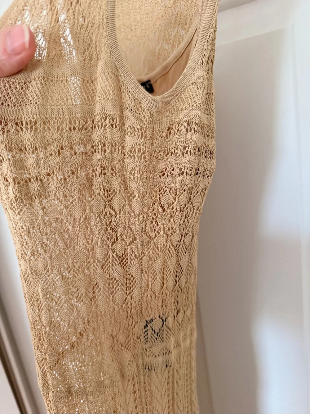 Ralph Lauren Beige silk & lace sheath Midi Tank Dress - Picture 8 of 10
